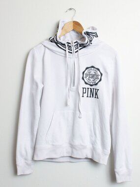 Victoria's Secret PINK Quarter-Zip Hoodie Womens Medium White Pullover